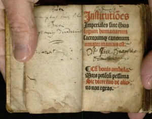 Photo of a book of the "Institutes of Justinian"