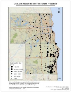 Tyson Cook / Clean Wisconsin Another map in the Clean Wisconsin report shows “beneficial reuse” coal ash sites